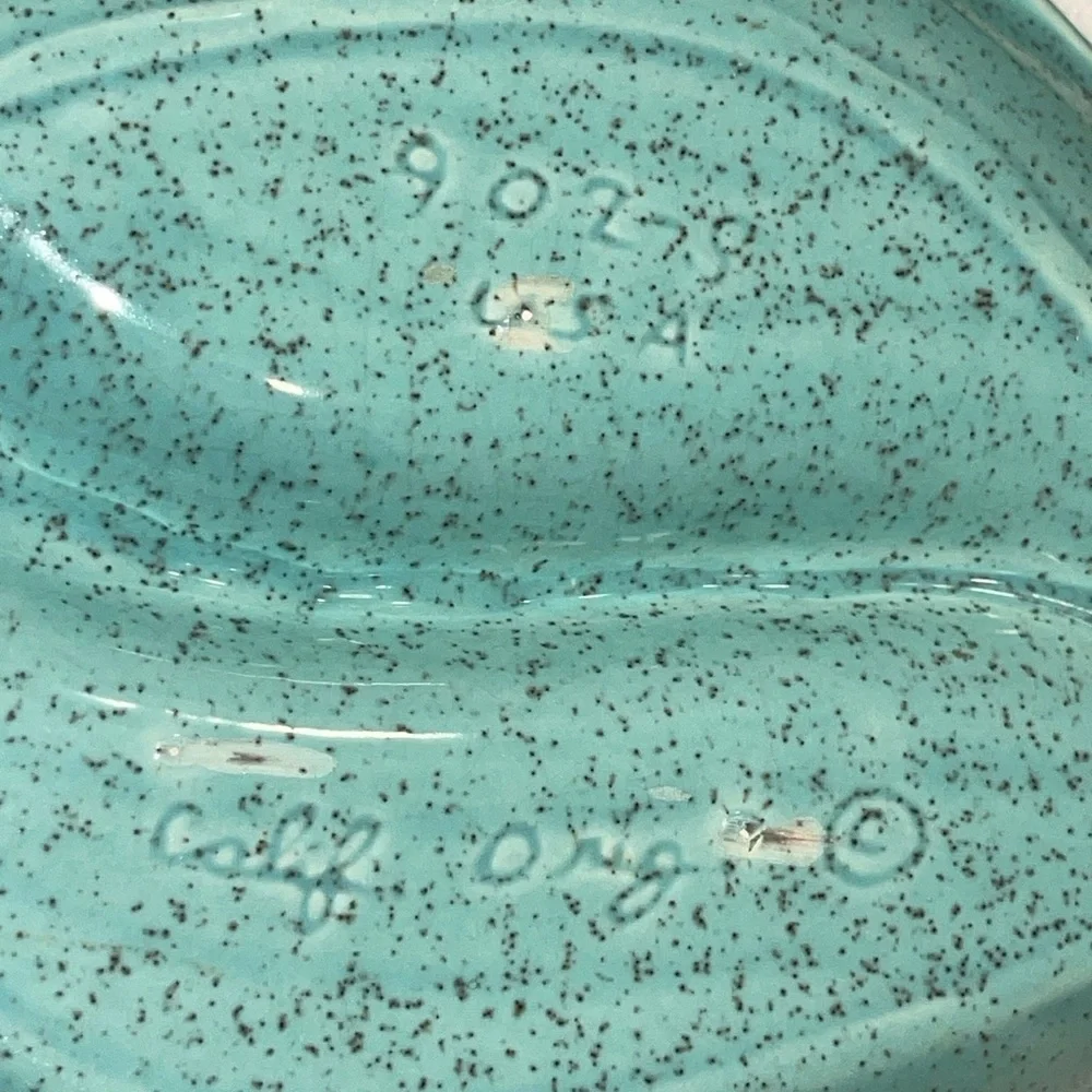 Vtg Rare Mid Century Ceramic Ashtrays (3) Calif Orig 902 USA Atomic Teal Green